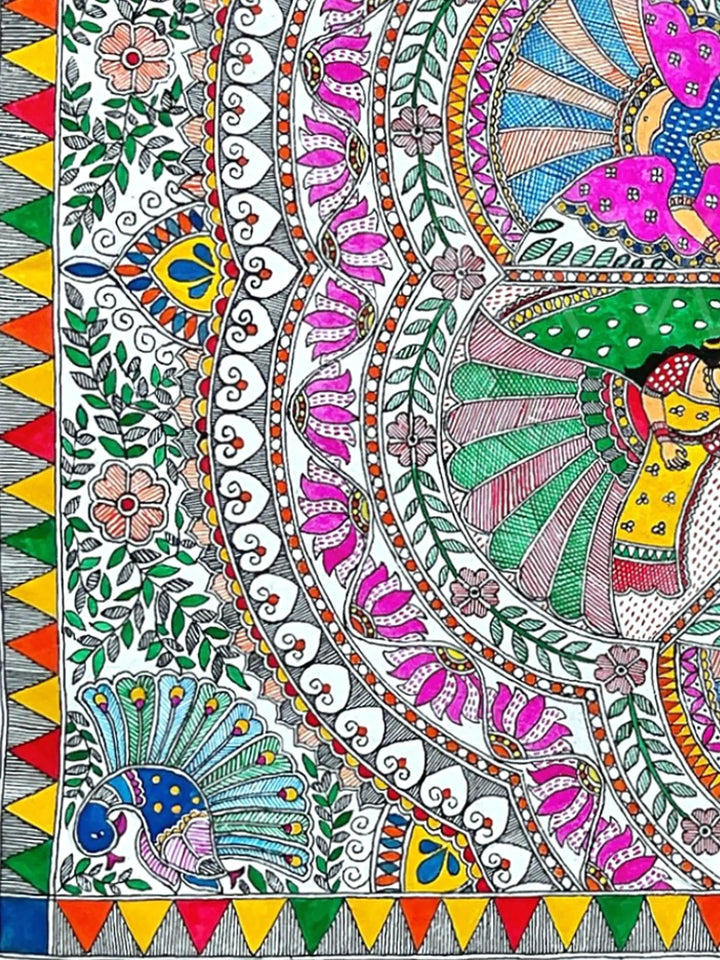 Krishna Raas Madhubani Painting · view 3