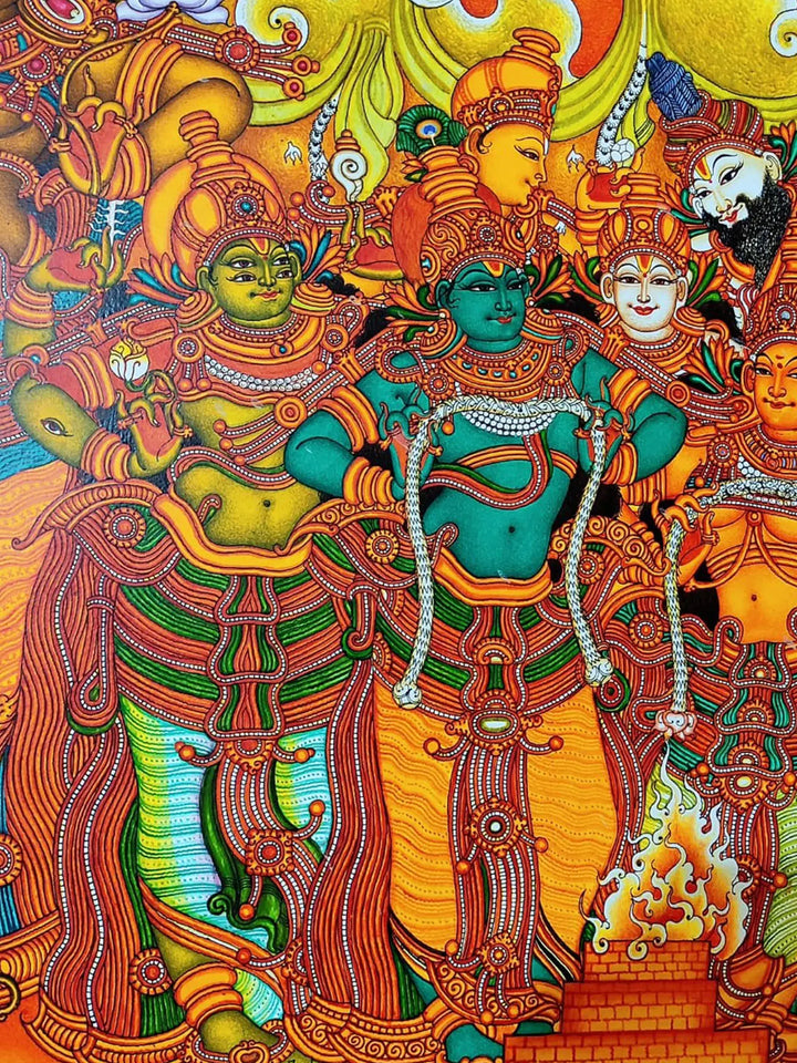 Rukmini Swayamvaram Kerala Mural Painting on Canvas by Vishnu Shreedhar · view 2