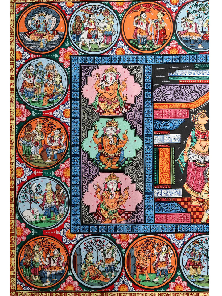 Lord Ganesha's Life Story Painting on Canvas · view 2