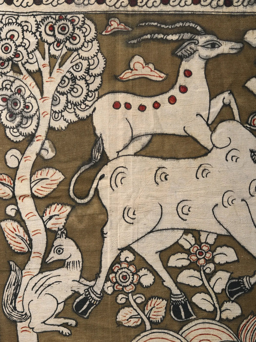 Wildlife Habitat Kalamkari Painting on Cotton