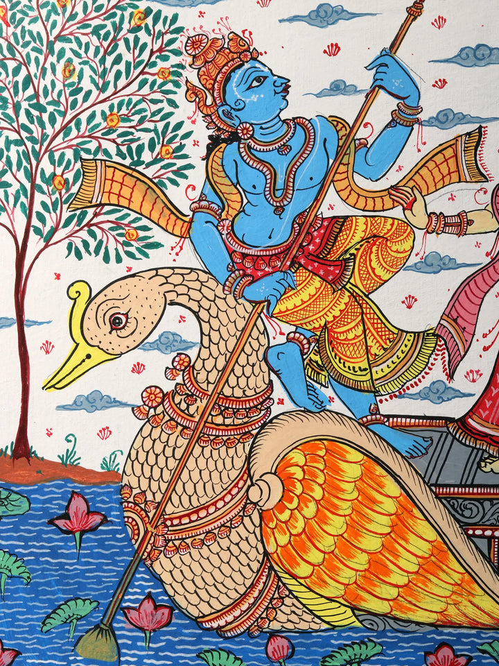 Nauka Vihar (Shri Krishna with Gopis on Boat) Painting on Canvas · view 2