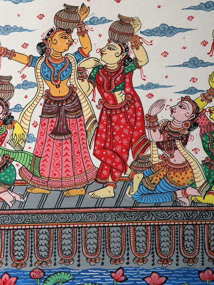 Nauka Vihar (Shri Krishna with Gopis on Boat) Painting on Canvas · view 4