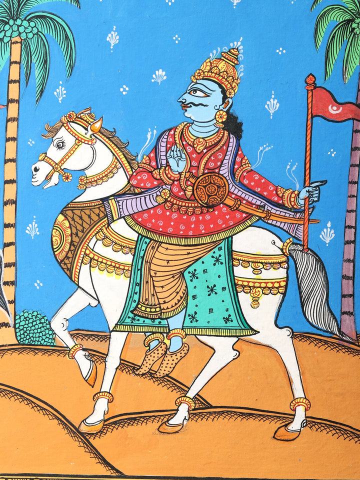 Kanchi Abhijan (Jagannath, Baladev and Gajapati King with Milkmaid Manika) Painting on Canvas · view 4