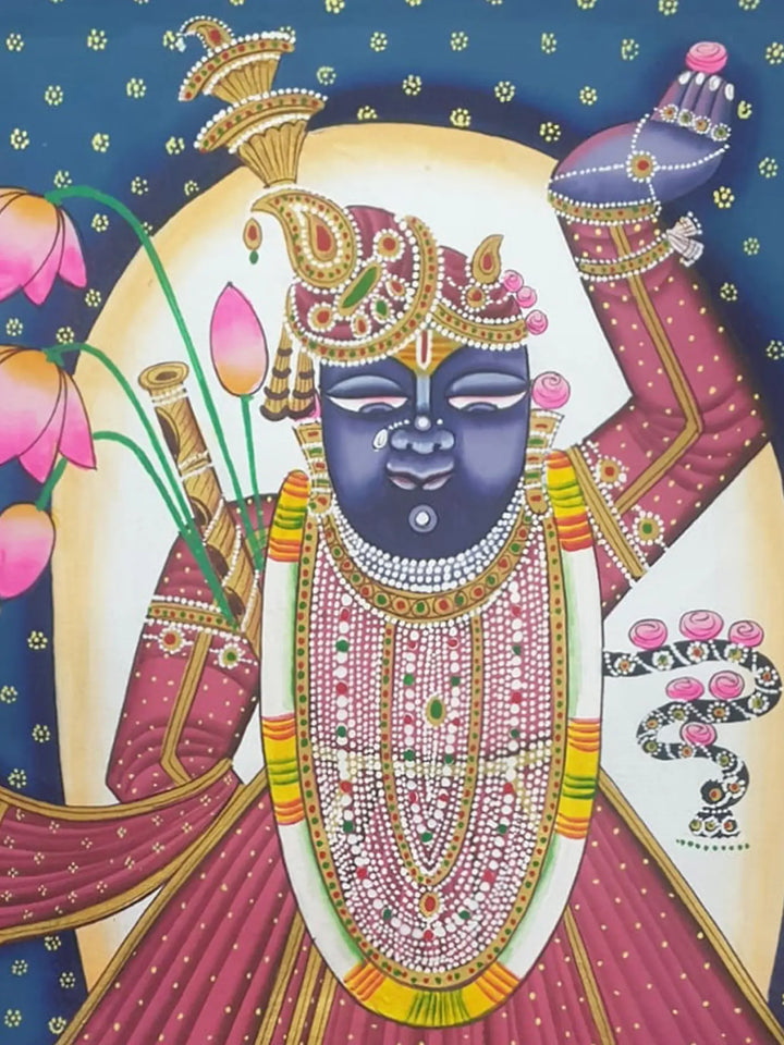Shrinathji with Lotus Painting on Cloth · view 3
