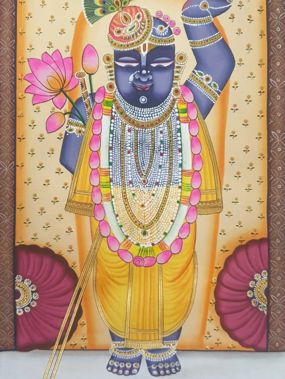 Lord Shrinathji With Beautiful Shringar | Natural Color On Cloth | By Jagriti Bhardwaj
