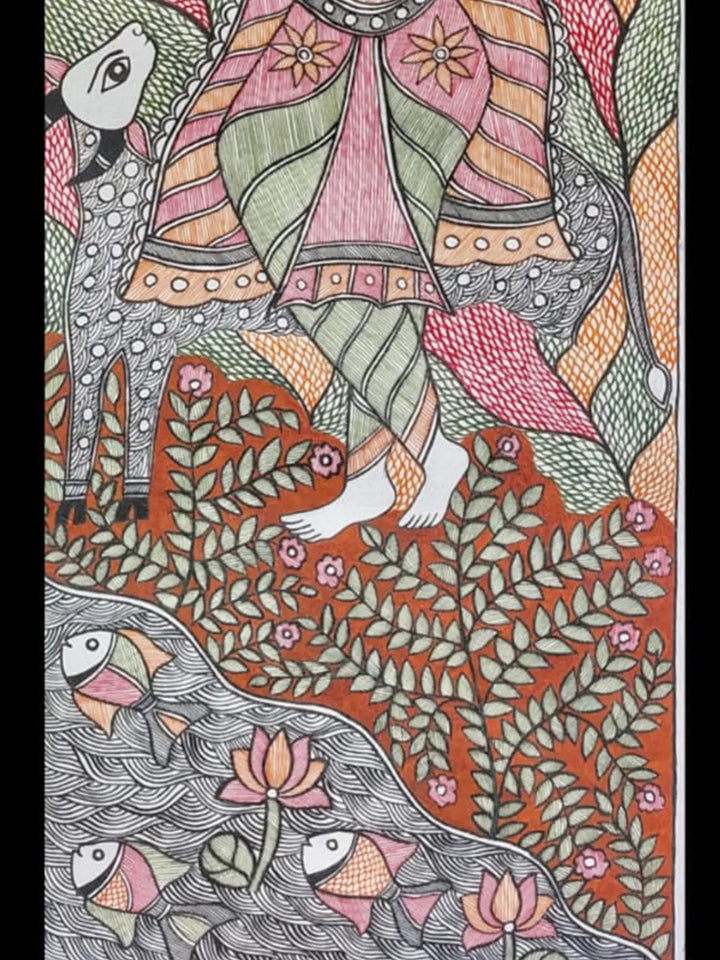 Krishna Madhubani Painting on Handmade Paper · view 3