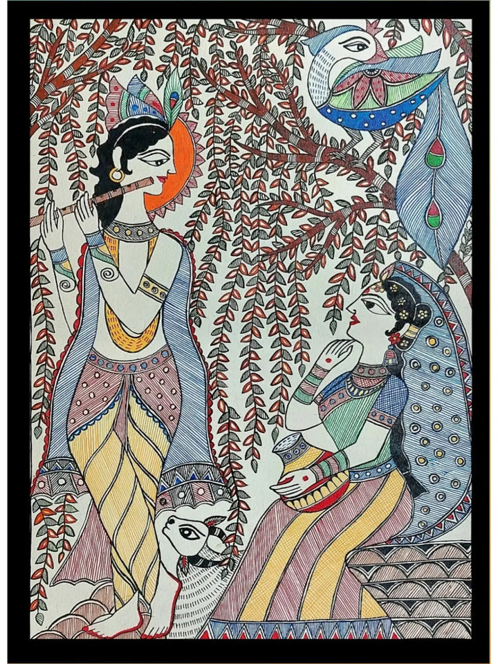 Radha Krishna Painting on Handmade Paper · view 1