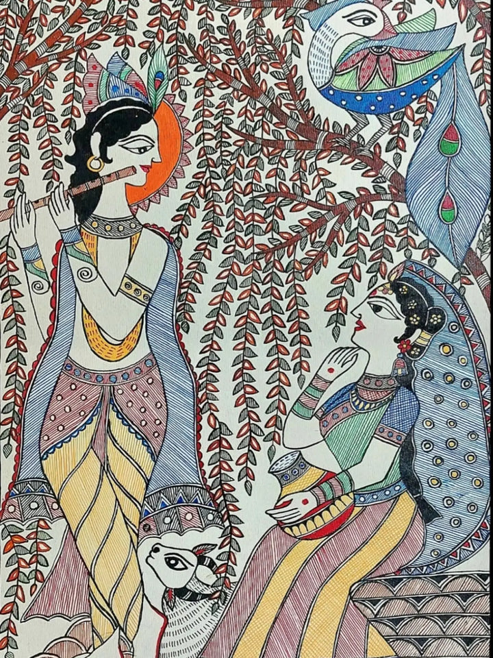 Radha Krishna Painting on Handmade Paper · view 2