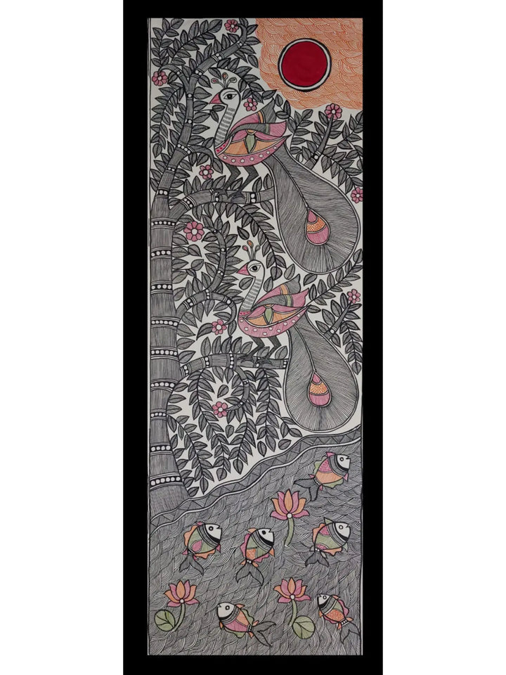 Peacock Madhubani Painting on Handmade Paper · view 1