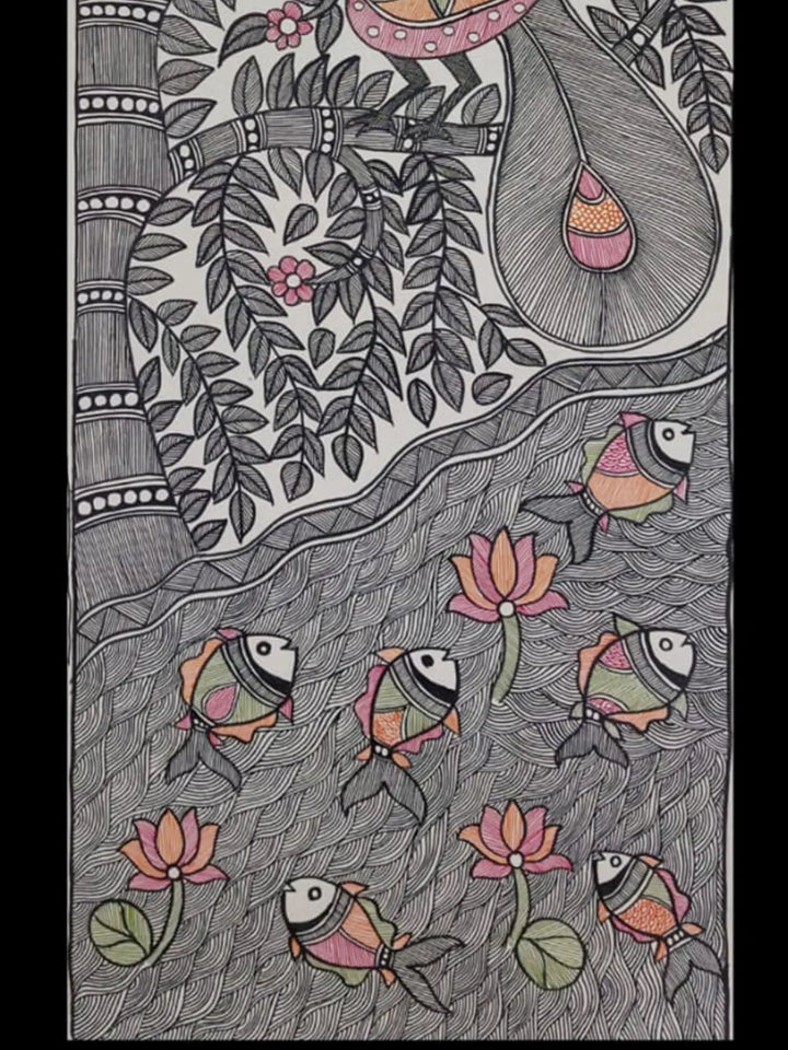 Peacock Madhubani Painting on Handmade Paper · view 3