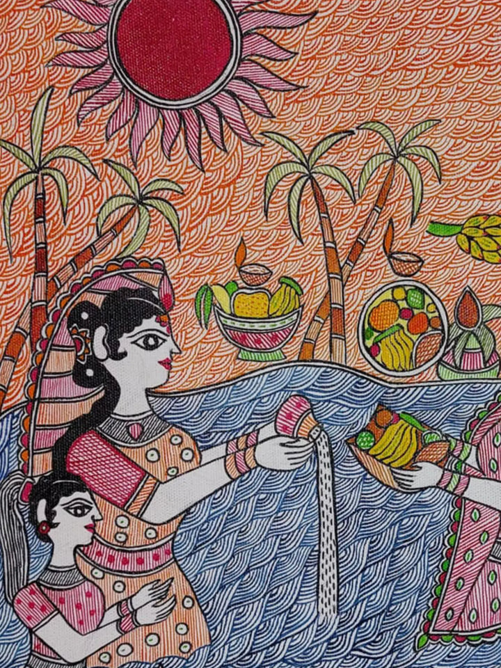 Chhat Puja Madhubani Painting on Handmade Paper · view 3