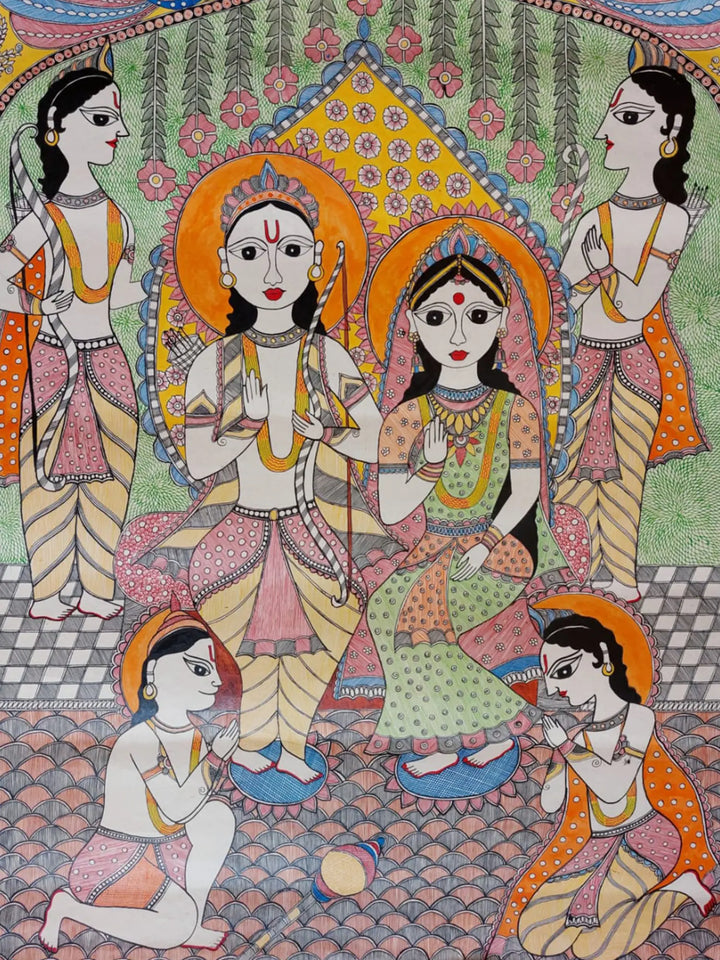 Shree Ram Darbar Painting on Handmade Paper · view 2