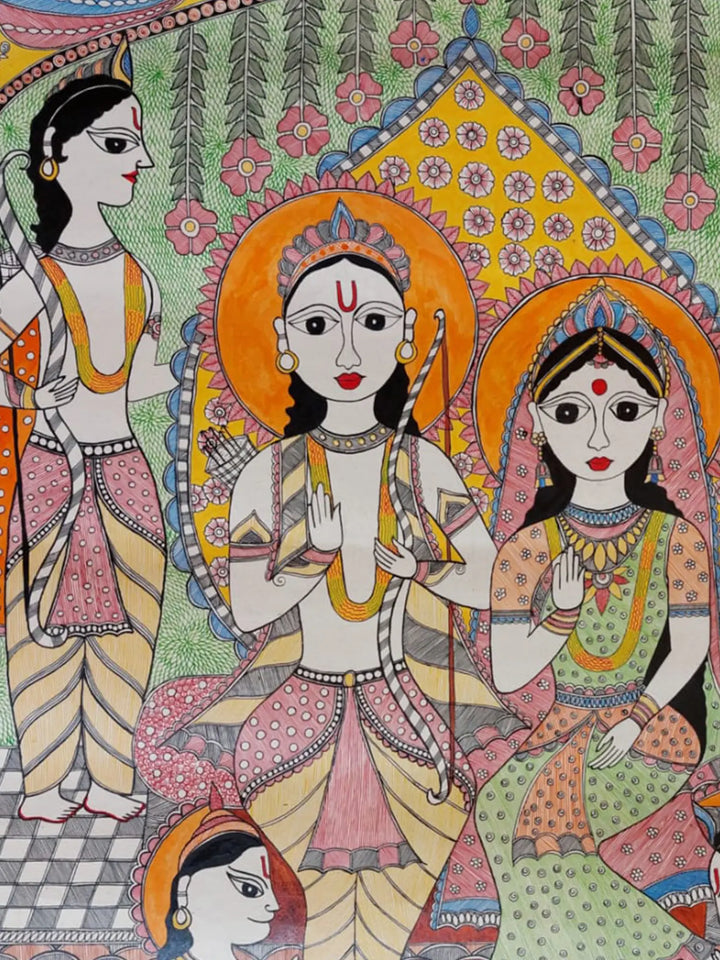 Shree Ram Darbar Painting on Handmade Paper · view 4