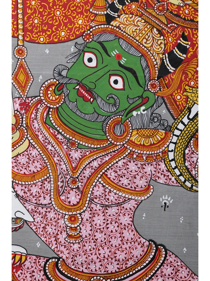 Mahishasur Mardini Durga Painting on Tussar Silk · view 4