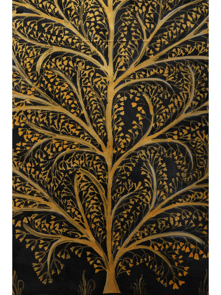 The Blooming Tree - Tree of Life Painting on Tussar Silk · view 3
