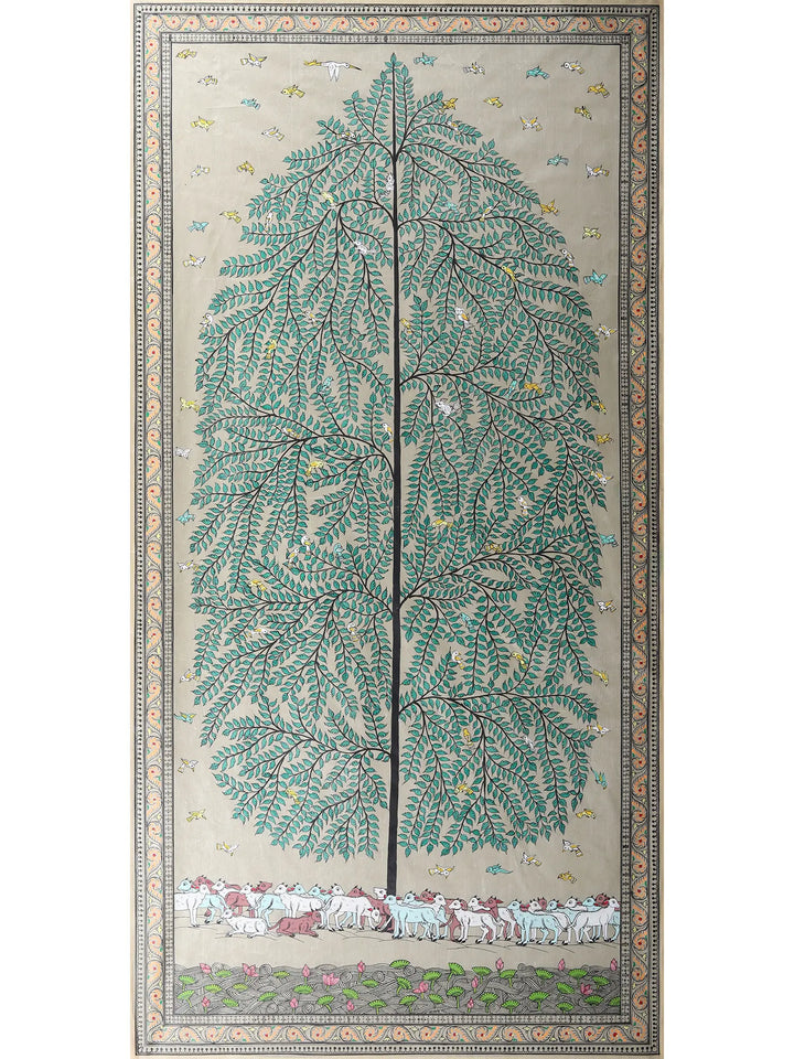 Tree of Life Painting on Tussar Silk · view 1