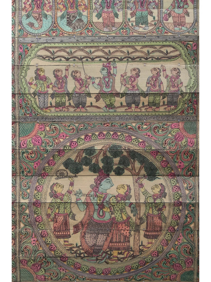 Krishna Life Story Painting on Palm Leaf · view 2
