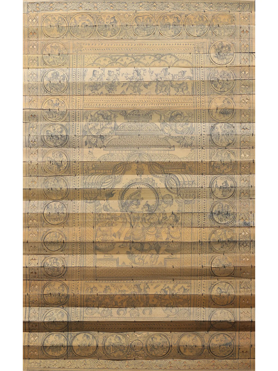 Dancing Radha Krishna Painting on Palm Leaf