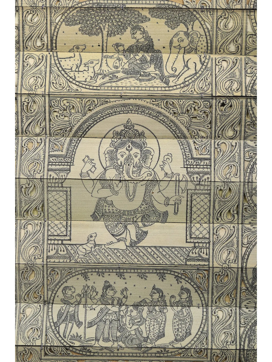 Episodes of Lord Ganesha's Story Painting on Palm Leaf