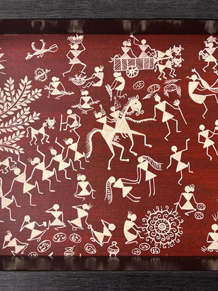 Handmade on Tray Warli Painting · view 2
