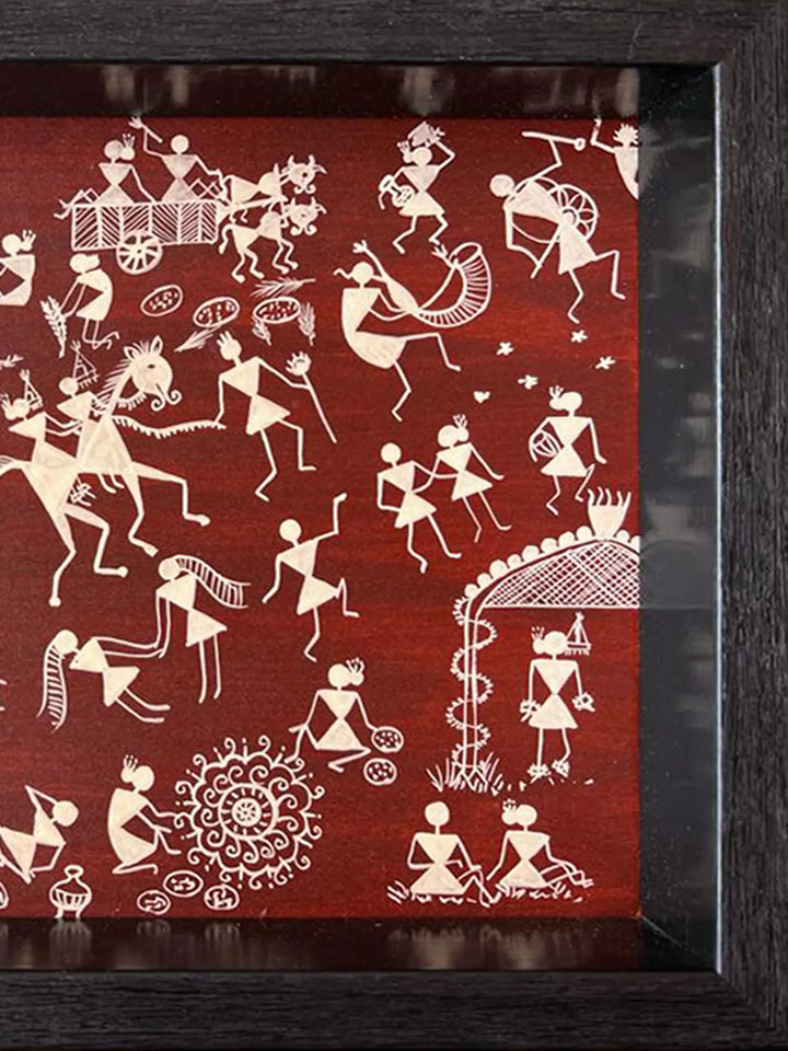 Handmade on Tray Warli Painting · view 4