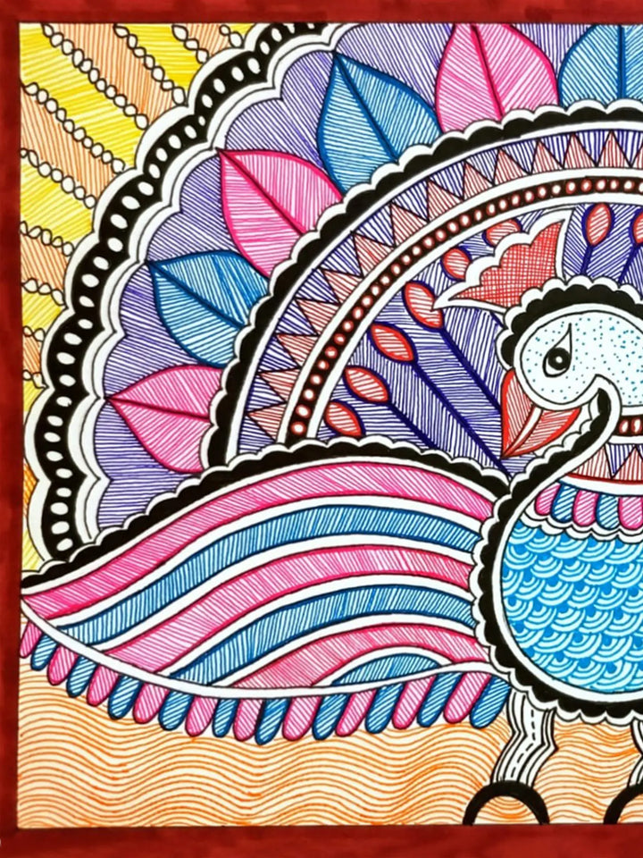 Peacock with Open Feathers Painting on Paper · view 2