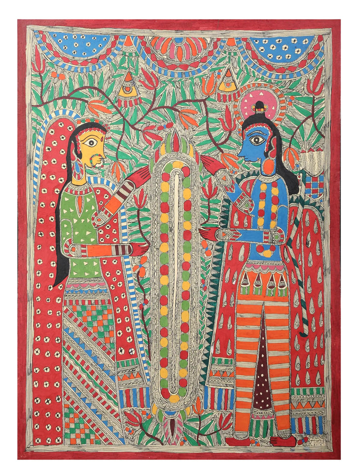 Ram Seeta Jaimala Painting on Handmade Paper · view 1