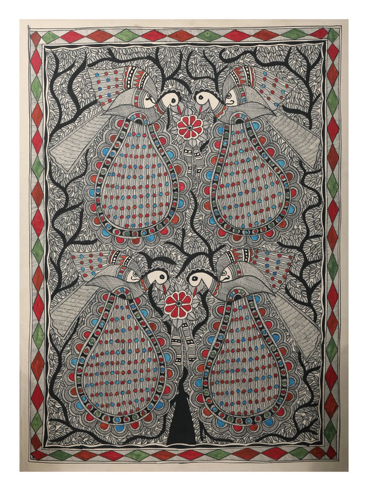 Peacock Fairytale Painting on Handmade Paper · view 1