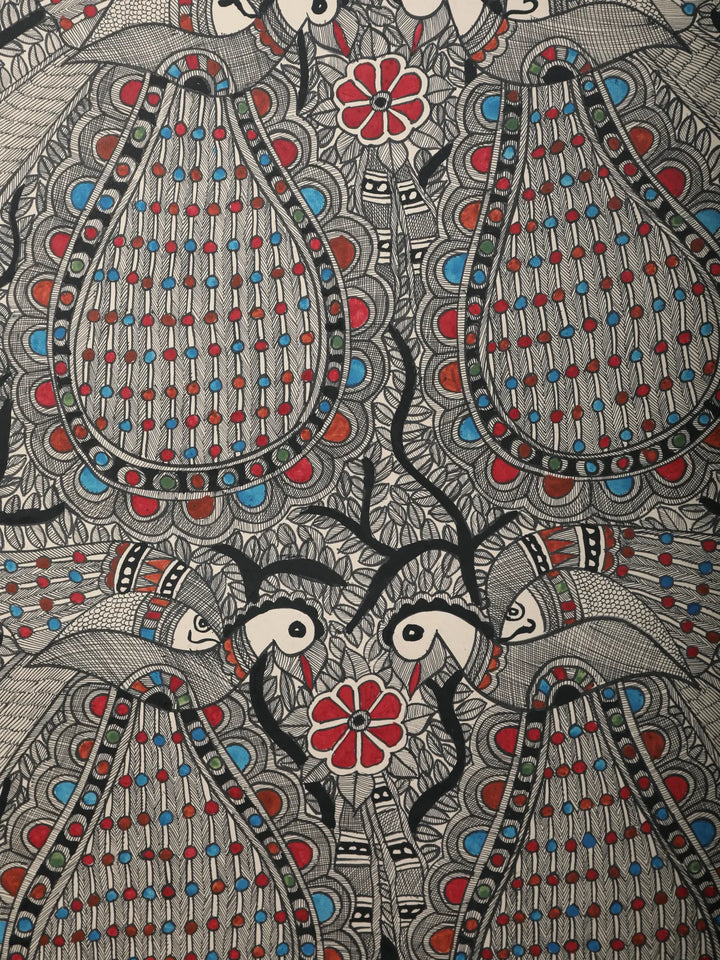 Peacock Fairytale Painting on Handmade Paper · view 2