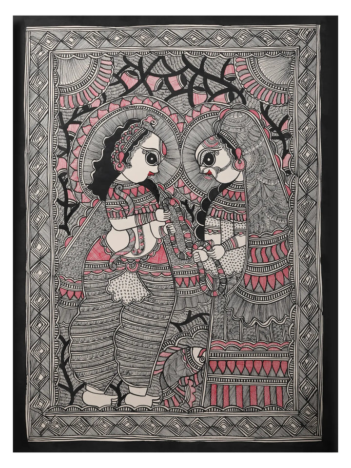Radha Krishna Madhubani Painting on Handmade Paper · view 1