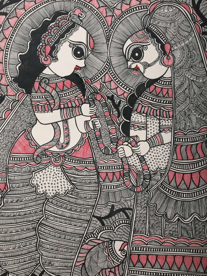 Radha Krishna Madhubani Painting on Handmade Paper · view 2