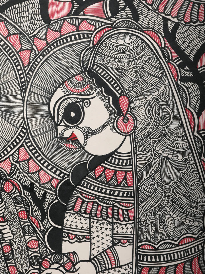 Radha Krishna Madhubani Painting on Handmade Paper · view 4