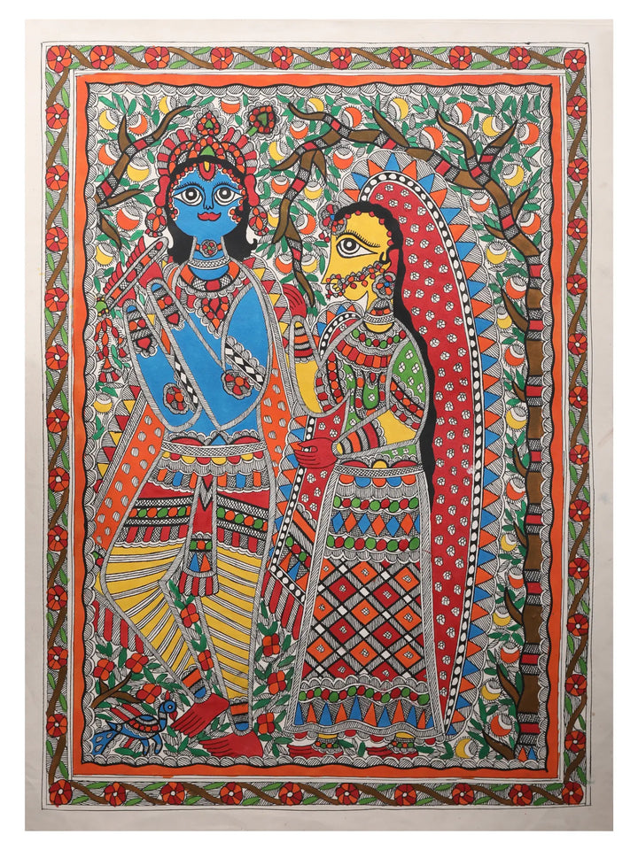 Multicolor Radha Krishna Painting on Handmade Paper · view 1