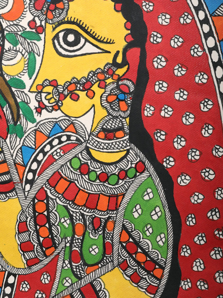 Multicolor Radha Krishna Painting on Handmade Paper · view 4