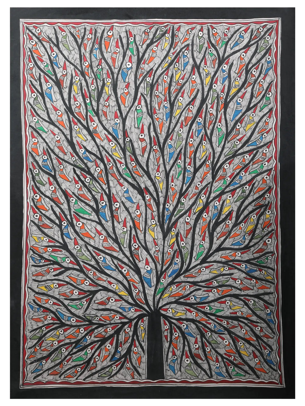 Tree Of Life With Colorful Birds | Handmade Paper | By Ashutosh Jha