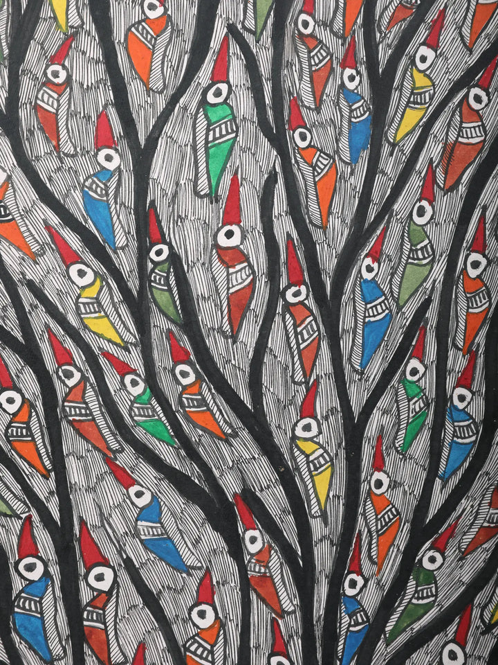 Tree of Life with Birds Painting on Handmade Paper · view 3