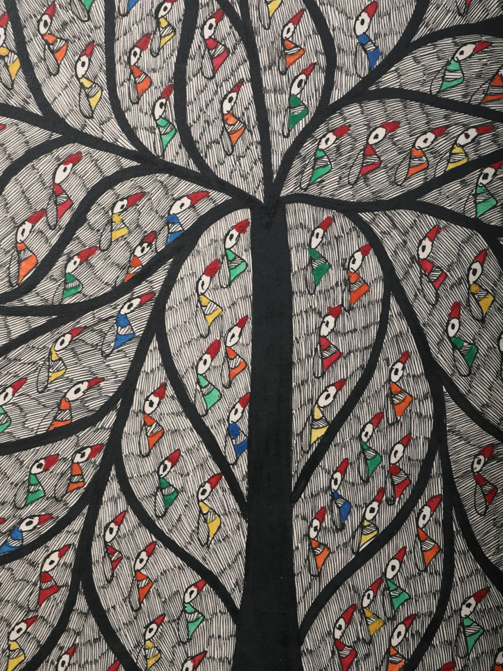 Tree of Life with Many Birds Painting on Handmade Paper · view 4