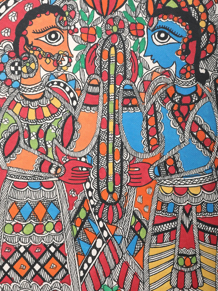Shri Ram Seeta Vivah Madhubani Painting on Handmade Paper · view 3