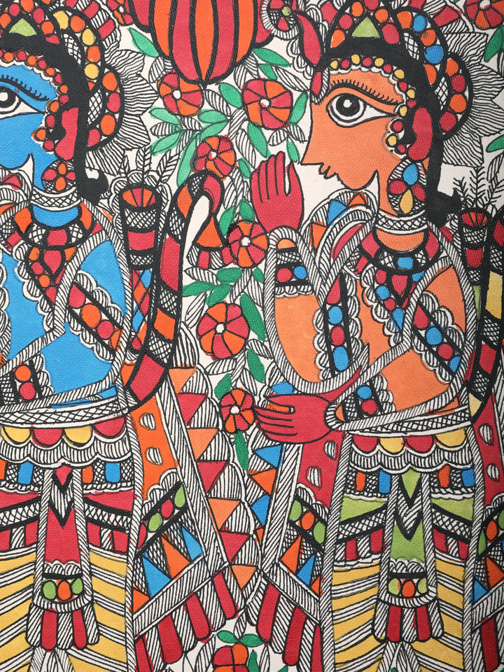 Shri Ram Seeta Vivah Madhubani Painting on Handmade Paper · view 4