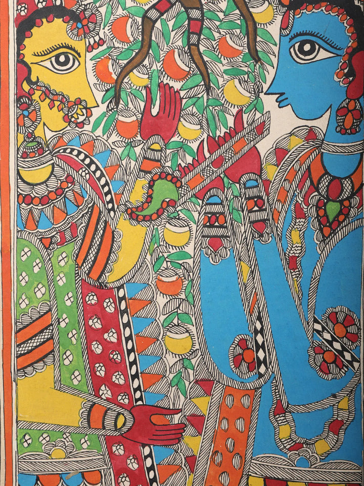 Radha Krishna Madhubani Painting on Handmade Paper · view 2