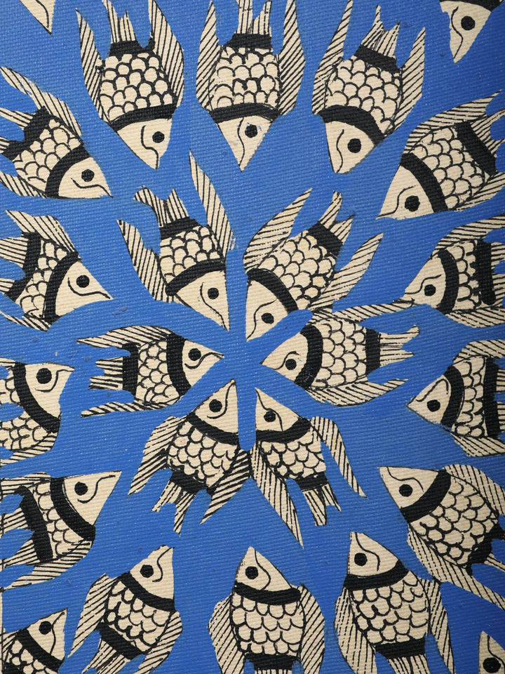 Fish Family Madhubani Painting on Handmade Paper · view 2