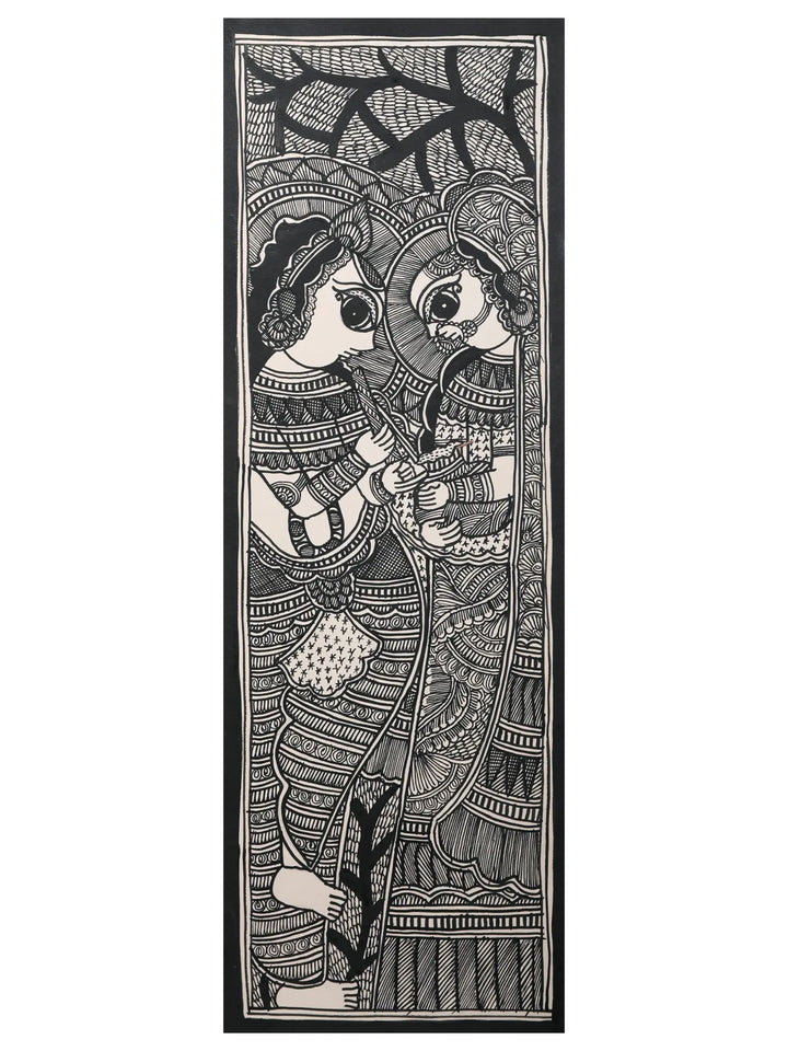 Radha Krishna in Madhubani Painting on Handmade Paper · view 1