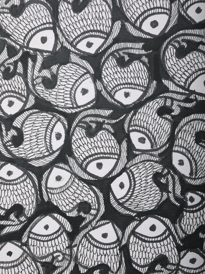 Puzzle of Fish Madhubani Painting on Handmade Paper · view 2