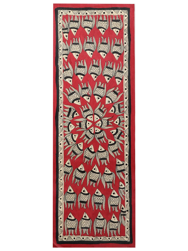 Multiple Fish - Mandla Madhubani Painting on Handmade Paper · view 1