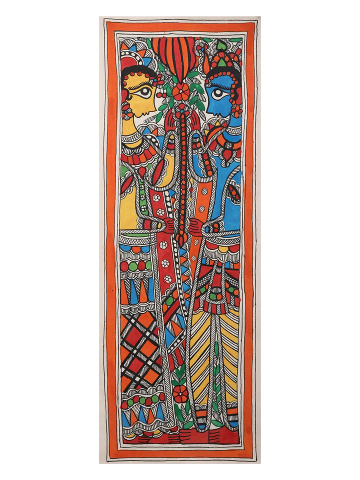 Lord Ram and Sita Wedding Madhubani Painting on Handmade Paper · view 1