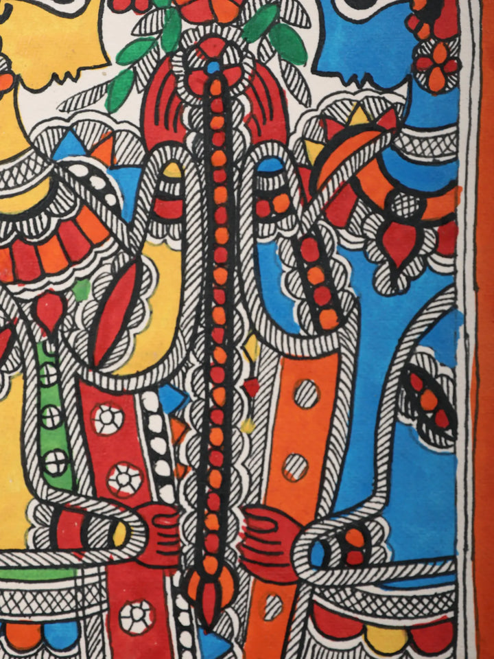 Lord Ram and Sita Wedding Madhubani Painting on Handmade Paper · view 2