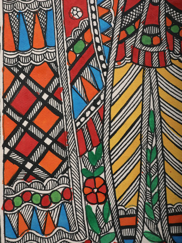 Lord Ram and Sita Wedding Madhubani Painting on Handmade Paper · view 3