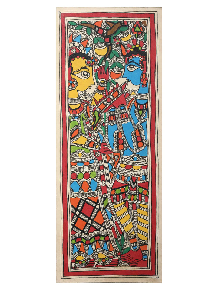 Radha and Krishna Madhubani Painting on Handmade Paper · view 1