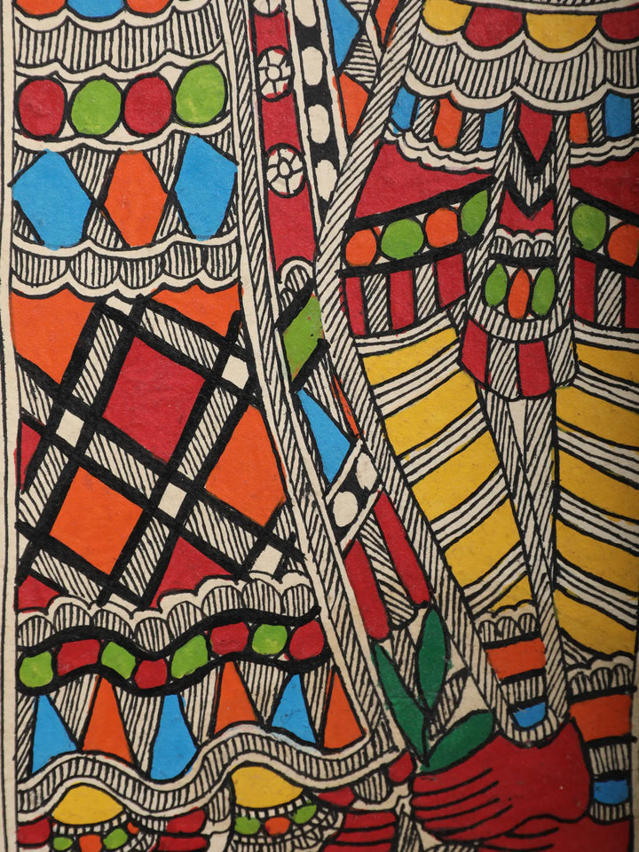 Radha and Krishna Madhubani Painting on Handmade Paper · view 3