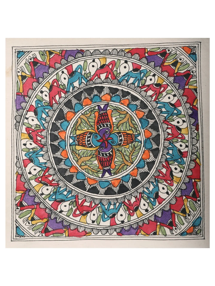 Fish Mandala Painting on Handmade Paper · view 1